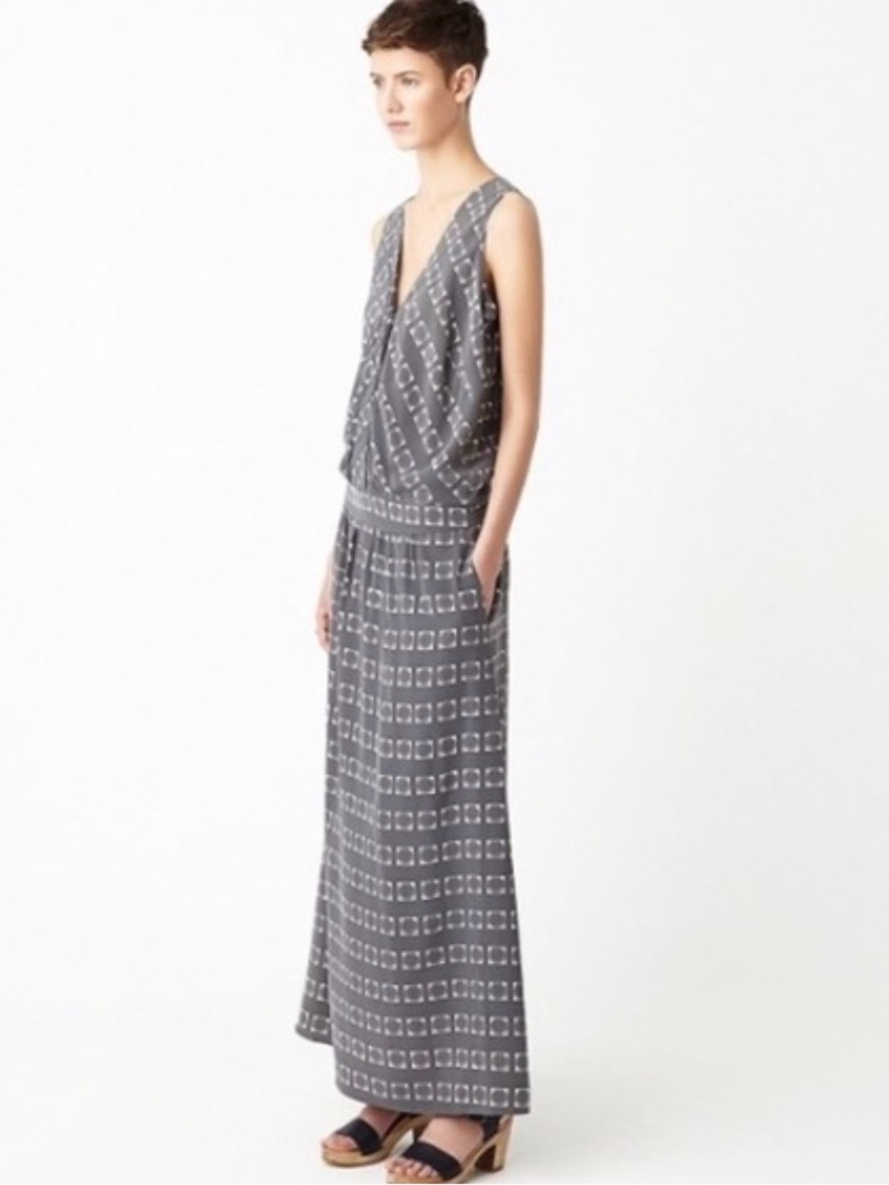 Steven Alan Silk V Neck Silk Maxi Dress Size 2